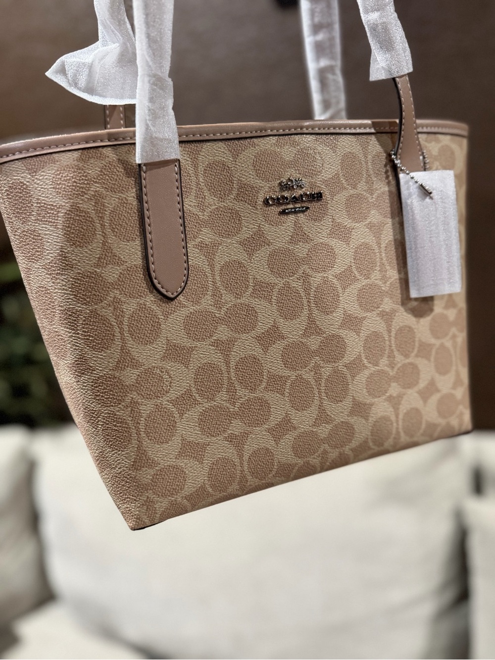 Coach Signature Canvas Tote Bag in Beige